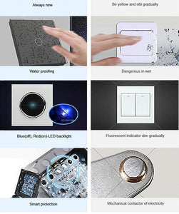DR1111WHZW - Glass Panel Light Switch with Dimmer