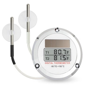 PerfectPrime TC0355 2 Channel Dual Display Solar Powered Thermometer